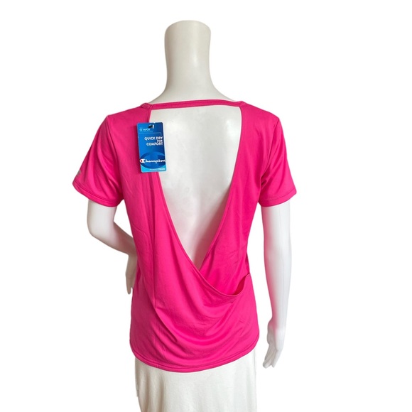 Champion Women’s Size S open Back Athlete Loose Casual Short Sleeve T-Shirt Pink - Picture 2 of 12